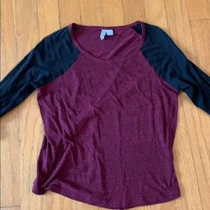 Maroon and Black Baseball Tee